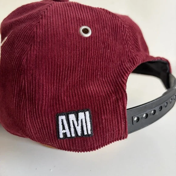 AMI de Coeur Paris Alexandre Mattiussi Baseball Cap Burgundy Corduroy Velvet Hat